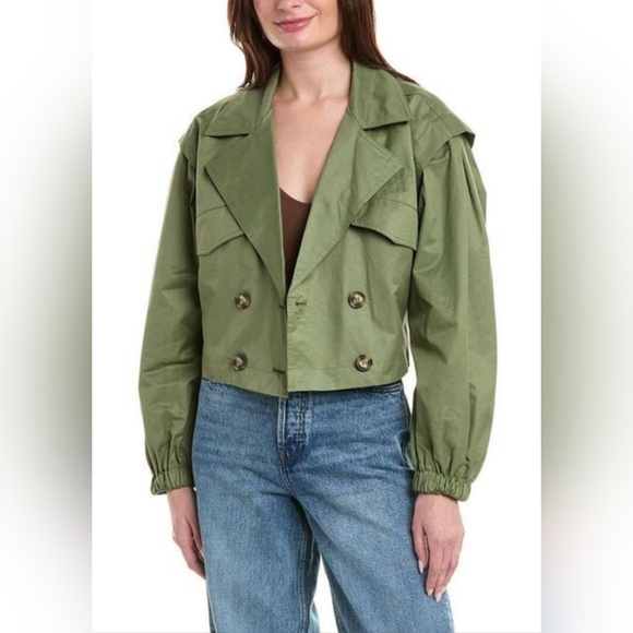 NWOT Free People Looking Glass Trench Coat in Loden Green✨ Medium ✨ $148 - Picture 2 of 8